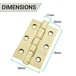 PVD Brass Fire Door Hinges - 3 Inch/76mm - Grade 7 Steel Ball Bearing - Pack 2 - tradefit - 5