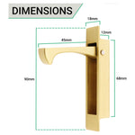 Sliding Pocket Door Edge Pull - 90mm x 18mm x 14mm Deep - Satin Brass - tradefit - 4