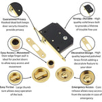Sliding Door Bathroom Mortice Lock - Polished Brass Lacquered - tradefit - 2