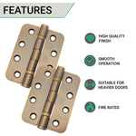 Bronze Fire Door Hinges - 4 Inch/102mm - Grade 13 Steel Ball Bearing - Pack 2 - Radius - tradefit - 3