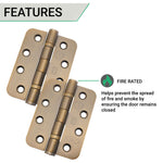 Bronze Fire Door Hinges - 4 Inch/102mm - Grade 13 Steel Ball Bearing - Pack 2 - Radius - tradefit - 4