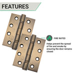 Bronze Fire Door Hinges - 4 Inch/102mm - Grade 13 Steel Ball Bearing - Pack 2 - tradefit - 3
