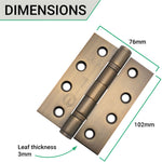 Bronze Fire Door Hinges - 4 Inch/102mm - Grade 13 Steel Ball Bearing - Pack 2 - tradefit - 4