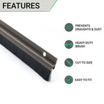 Door Bottom Brush Draught Seal - 914mm - Brown - tradefit - 2