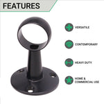 Wardrobe Rail Centre Bracket - 25x65mm - Matt Black - tradefit - 2
