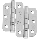 Stainless Ball Bearing Fire Door Hinges Grade 7 - 76x50x2mm - Radius Corners - Polished - Pair Including Screws - tradefit - 6