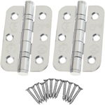 Stainless Ball Bearing Fire Door Hinges Grade 7 - 76x50x2mm - Radius Corners - Polished - Pair Including Screws - tradefit - 3