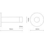 Projection Wall Mounted Door Stop - 70mm Projection - Polished Chrome - tradefit - 2