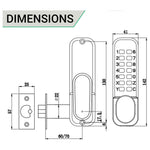 Push Button Mechanical Digital Code Lock - Fire Rated - Matt Black - tradefit - 3