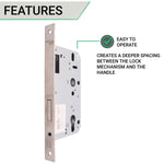 Fire Rated DIN Deadlock Lock - 60mm Backset / 90mm Case / 72mm Centres - Satin Stainless Steel - tradefit - 4