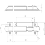 Bell Pattern Barrel Bolt Straight - 102x32mm - Polished Chrome - tradefit - 2