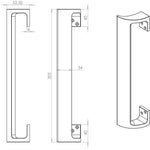 Cranked Pull Handle - 300mm - Satin Aluminium - tradefit - 2