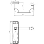 19mm Return To Door RTD Fire Rated Round Bar Lever Handle - Latch Set - 153mm - Satin Aluminium - tradefit - 2