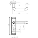 Return To Door Lever Handle - Bathroom Kit - 153mm - Satin Aluminium - tradefit - 2