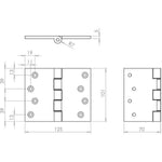 Projection Hinge Double Phosphor Bronze Washered - 102x125x4mm - Polished Brass - tradefit - 3