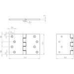 Projection Hinge Double Phosphor Bronze Washered - 102x151x4.5mm - Polished Chrome - tradefit - 3