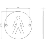 Male Pictogram Sign - 76mm - Polished Brass - tradefit - 2