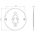 Female Pictogram Sign - 76mm - Polished Brass - tradefit - 2