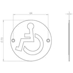 Wheelchair Pictogram Sign - 76mm - Polished Brass - tradefit - 2
