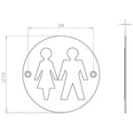 Unisex Toilet Pictogram Sign - 76mm - Polished Brass - tradefit - 2