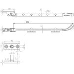 Bulb End Casement Window Stay - 305mm - Polished Chrome - tradefit - 2