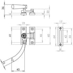 Bulb End Casement Window Fastener - 125x19mm - Satin Chrome - tradefit - 2