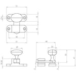 Cabinet Door Catch - 57x41mm - Satin Chrome - tradefit - 2