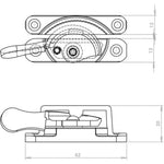 Narrow Fitch Pattern Sash Window Fastener - 64mm - Satin Chrome - tradefit - 6