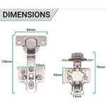 35mm Clip On Sprung Kitchen Cabinet Hinge - FULL OVERLAY 110 Deg c/w Euro Screw on Plate - tradefit - 3