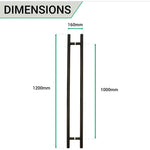Guardsman Entrance Pull Handles - Back To Back Fix - 1200 x 32mm 1000mm c/c - Matt Black - tradefit - 5
