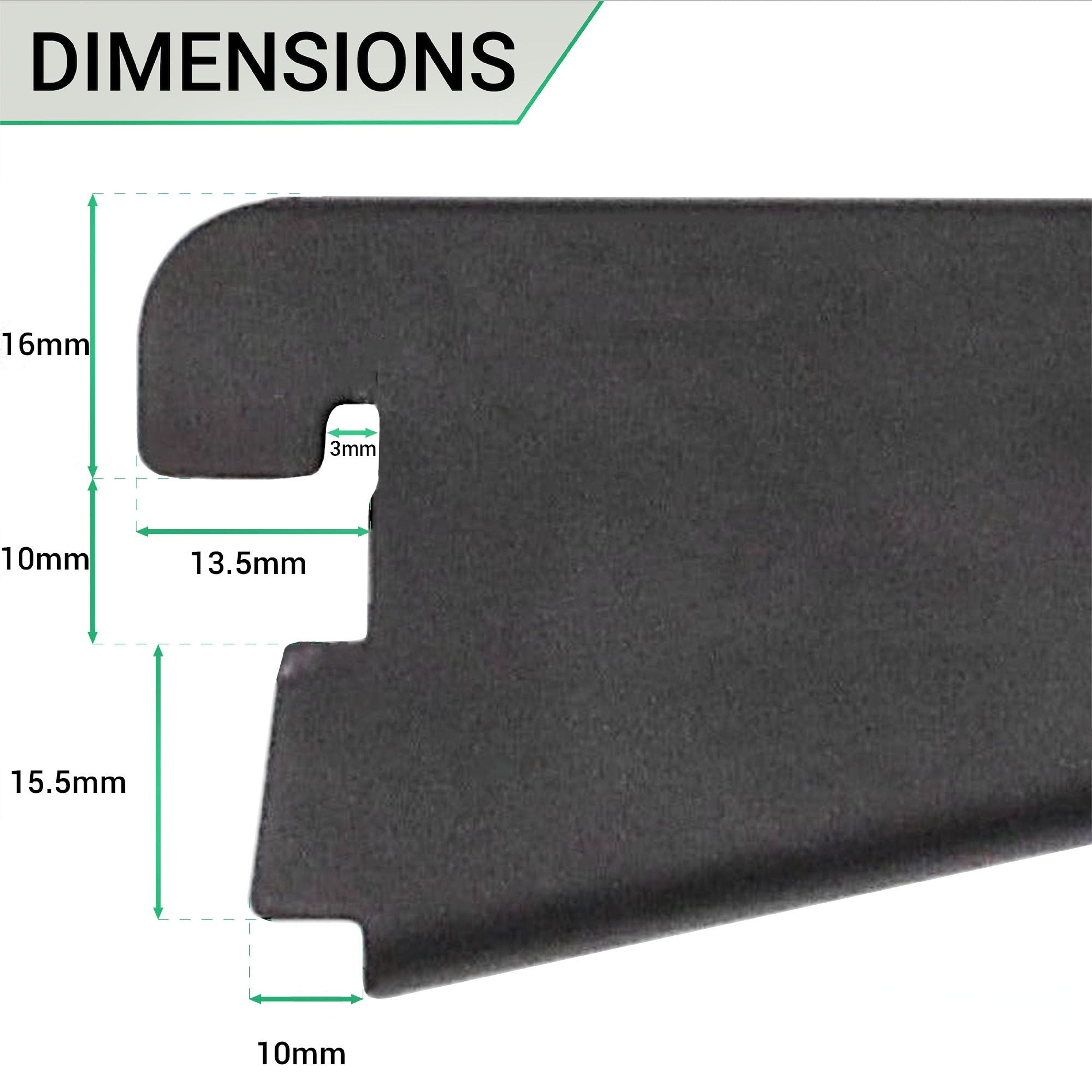 Twin Slot Shelving Bracket Black 220mm tradefit