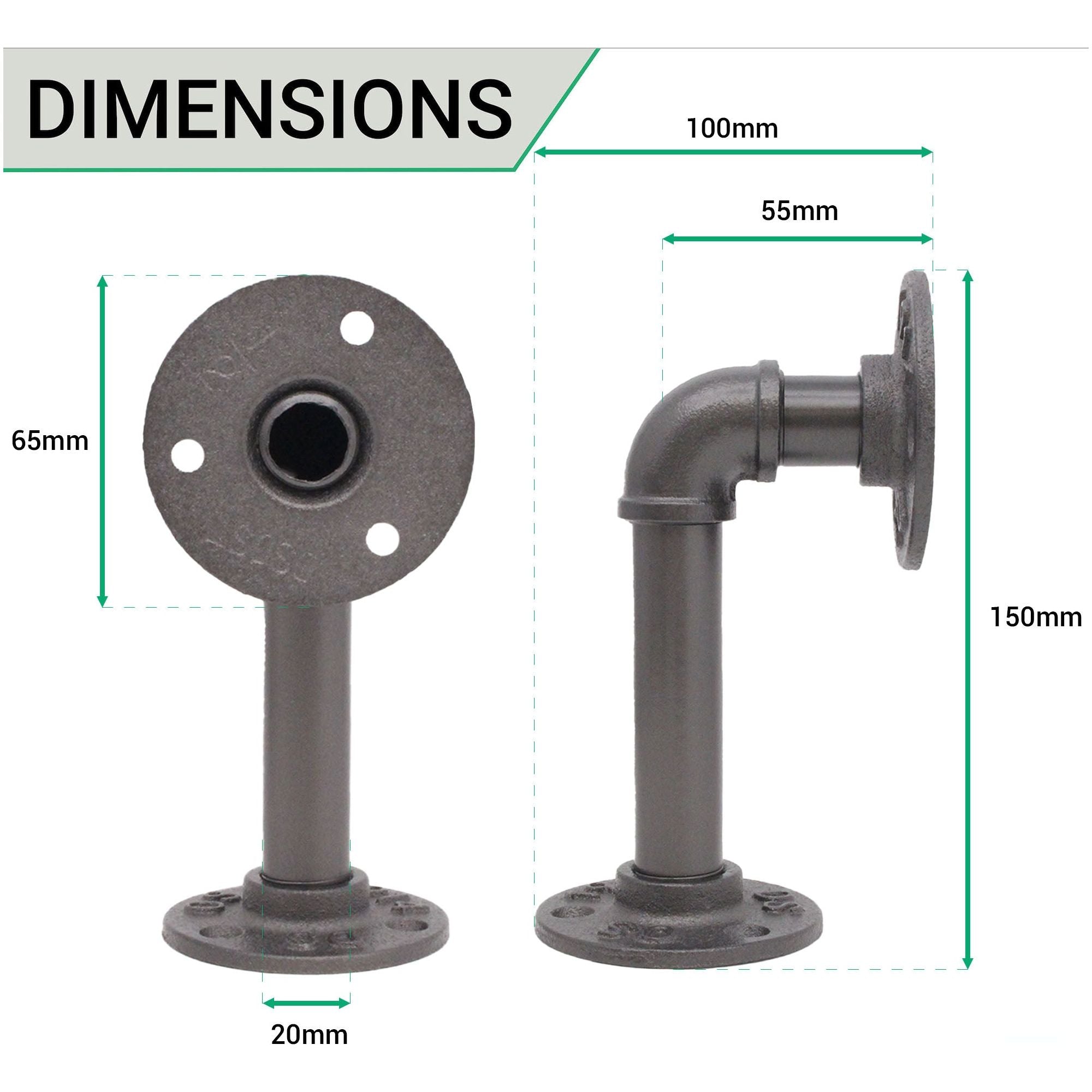 Rustic Pipe Shelf Brackets Cast Iron Scaffold Type Pair / 2 Brackets