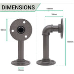 Rustic Pipe Shelf Brackets Cast Iron Scaffold Type - Pair / 2 Brackets - Dual 100/160mm - Natural Iron - tradefit - 3