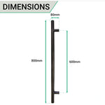 Guardsman Entrance Pull Handle - Bolt Fix - 800 x 32mm 600mm c/c - Matt Black - tradefit - 4
