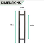 Guardsman Entrance Pull Handles - Back To Back Fix - 800 x 32mm 600mm c/c - Matt Black - tradefit - 5