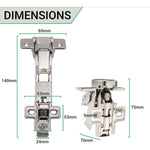 35mm Clip On Sprung Soft Close Kitchen Cabinet Hinge - HALF OVERLAY 165 Deg c/w Screw on Plate - tradefit - 3