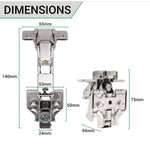 35mm Clip On Sprung Soft Close Kitchen Cabinet Hinge - HALF OVERLAY 165 Deg c/w Euro Screw on Plate - tradefit - 3