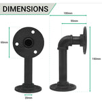 Rustic Pipe Shelf Brackets Cast Iron Scaffold Type - Pair / 2 Brackets - Dual 100/160mm - Matt Black - tradefit - 3