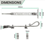 Iron Shepherd Crook Casement Stay Rustic Patina 200mm / 8inch - tradefit - 3