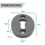 Oval Keyhole Cover Escutcheon - 50x34mm - Black Antique Iron - tradefit - 3