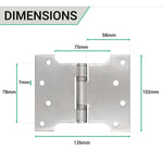 Parliament Hinge Pair - 102x126x3mm - Satin Stainless Steel - tradefit - 3