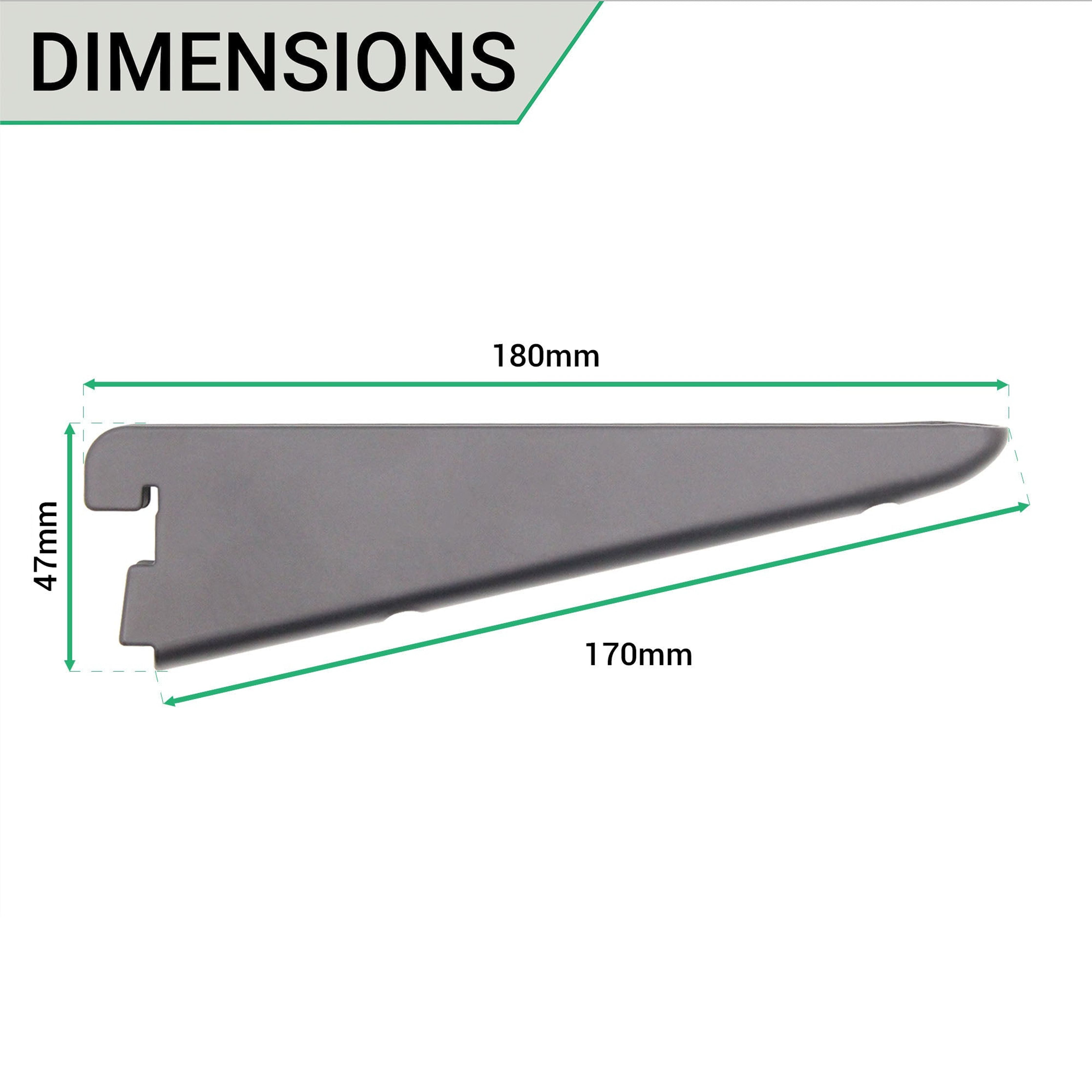 Twin Slot Shelving Bracket Black 170mm tradefit