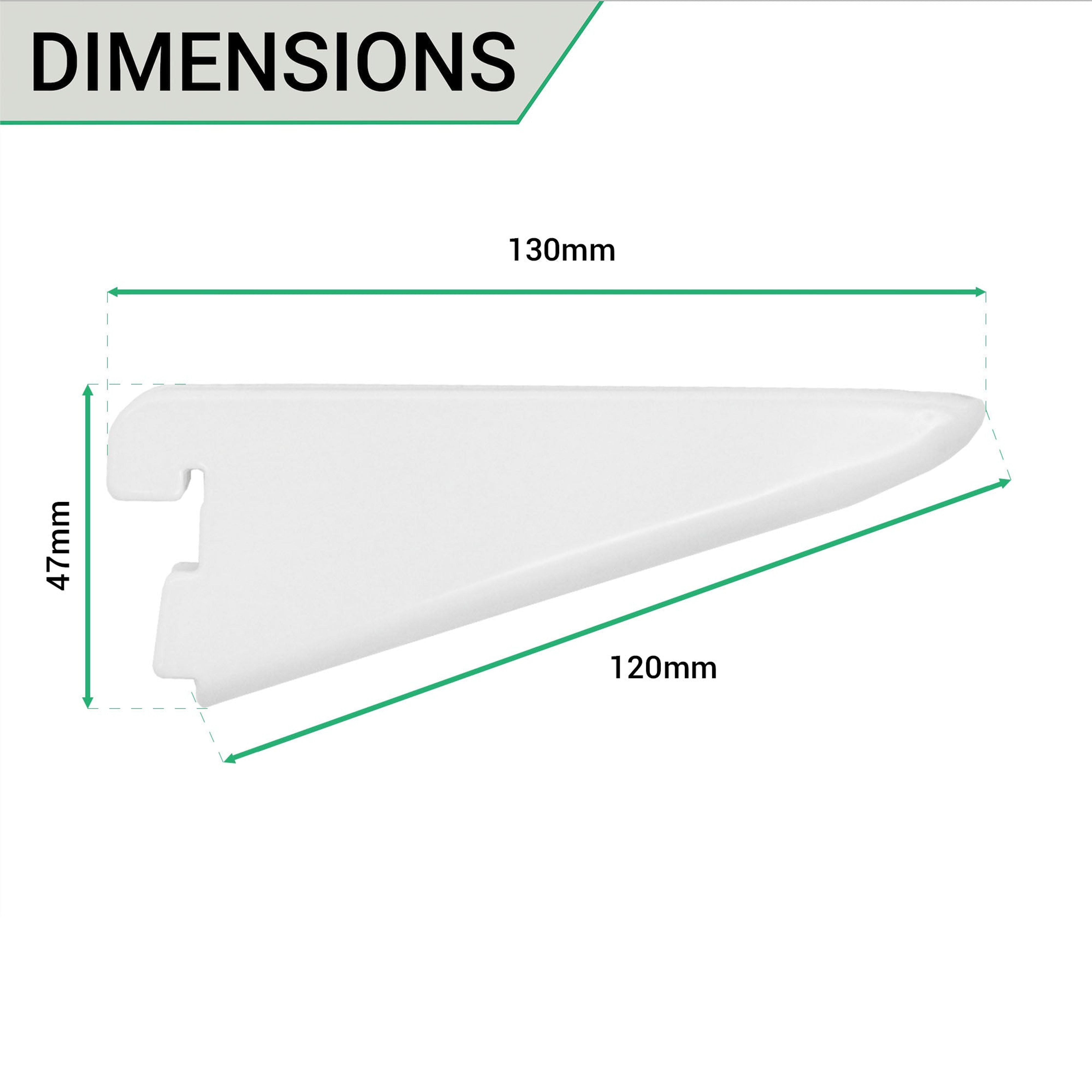 Twin Slot Shelving Bracket White 120mm tradefit