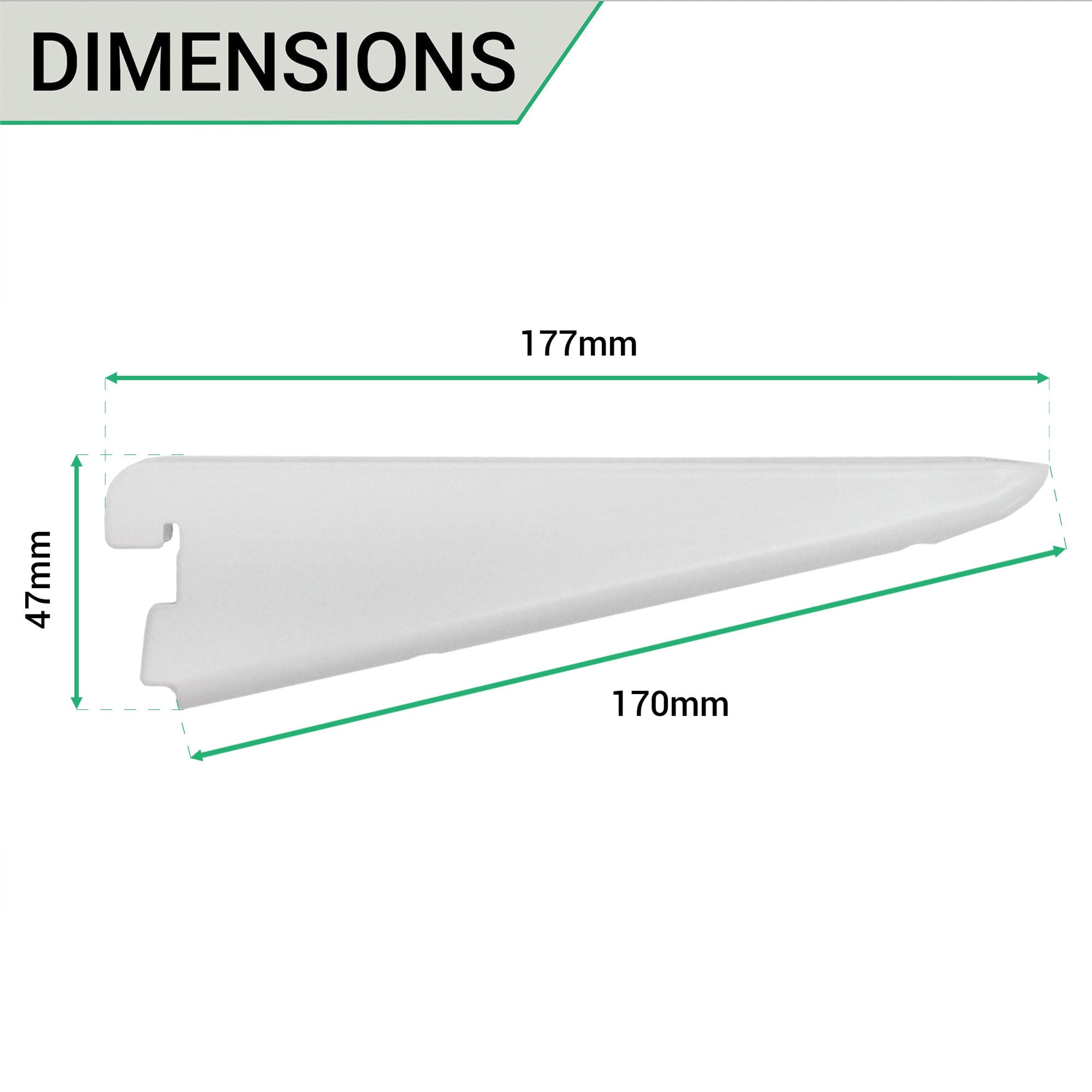 Twin Slot Shelving Bracket White 170mm tradefit