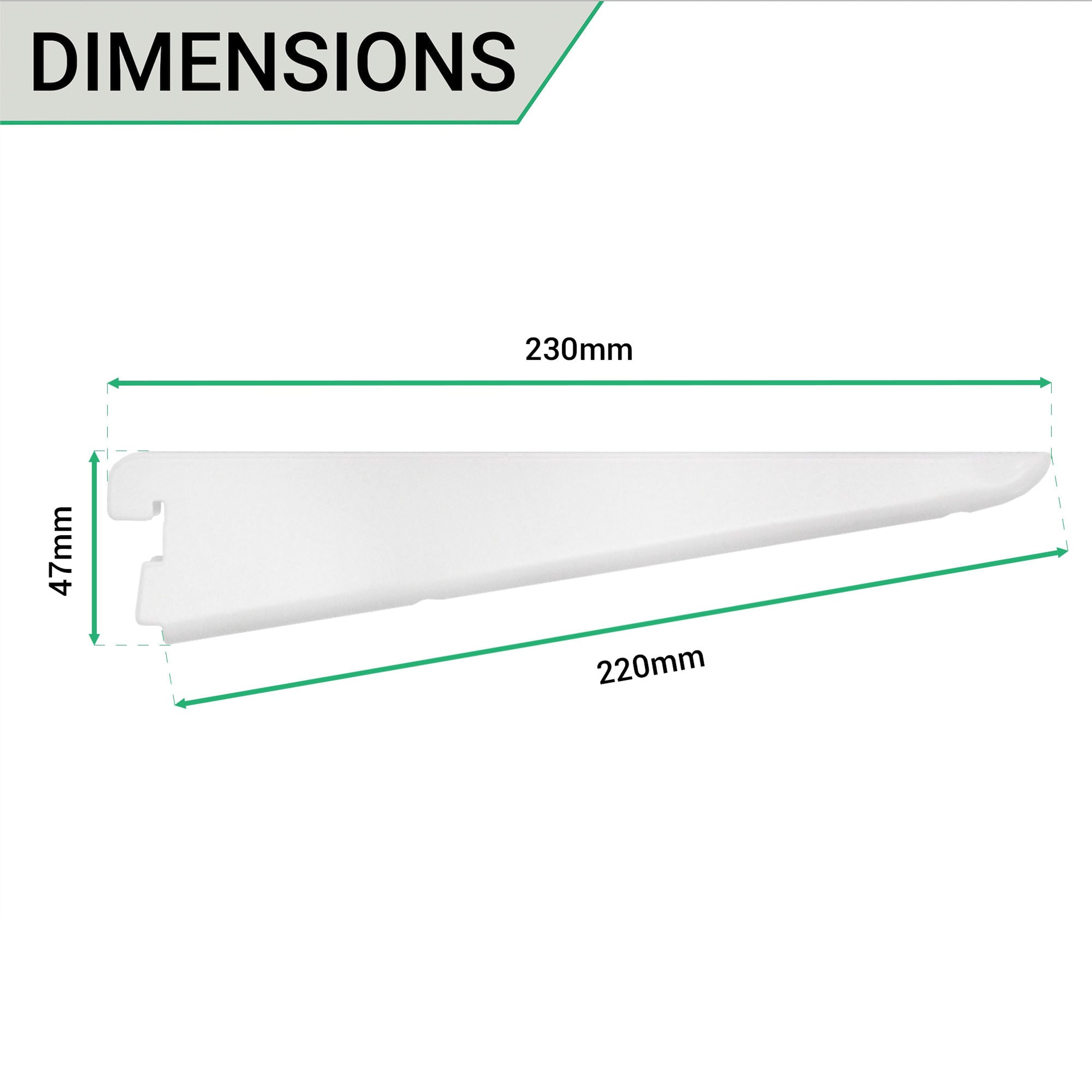 Twin Slot Shelving Bracket White 220mm tradefit