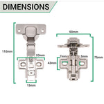 35mm Clip On Sprung Soft Close Kitchen Cabinet Hinge - FULL OVERLAY 110 Deg c/w Screw on Plate - tradefit - 4
