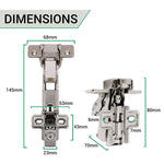 35mm Clip On Sprung Soft Close Kitchen Cabinet Hinge - FULL OVERLAY 165 Deg c/w Screw on Plate - tradefit - 3