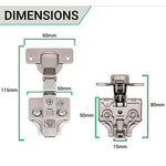 35mm Clip On Sprung Soft Close Kitchen Cabinet Hinge - HALF OVERLAY 110 Deg c/w Euro Screw on Plate - tradefit - 3