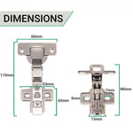 35mm Clip On Sprung Soft Close Kitchen Cabinet Hinge - INSET 110 Deg c/w Screw on Plate - tradefit - 3