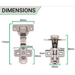 35mm Clip On Sprung Soft Close Kitchen Cabinet Hinge - HALF OVERLAY 110 Deg c/w Screw on Plate - tradefit - 3